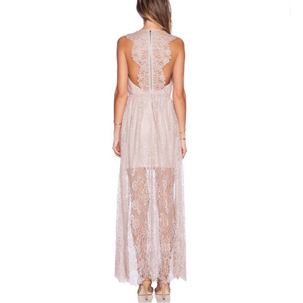 NWT Alice + Olivia Blush Pink Lace Backless Maxi Dress